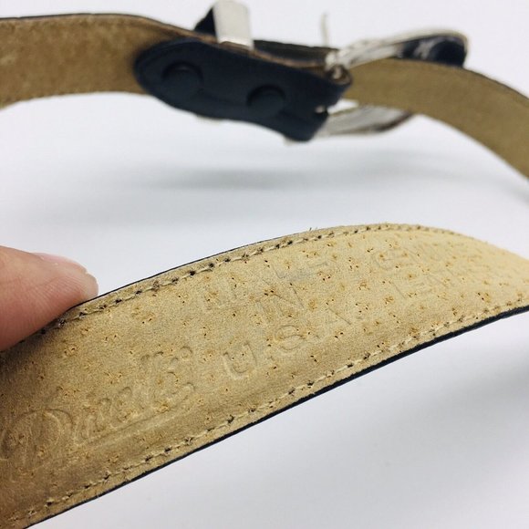 Vintage Dicelli 1997 Croc Style Brown Leather Belt Silver Tone Conchos USA Small main image 3